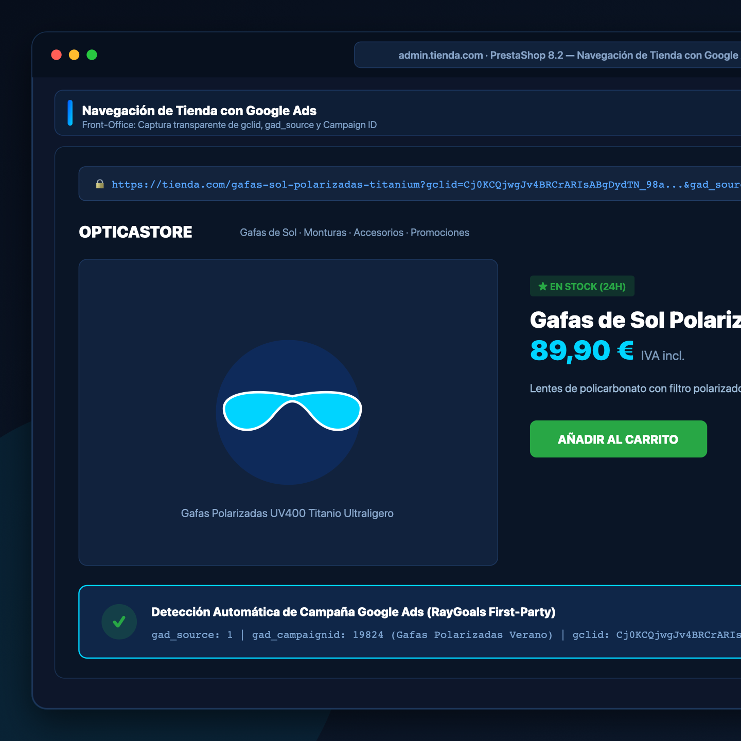 Navegación de Tienda con Google Ads y UTM - RayGoals PrestaShop