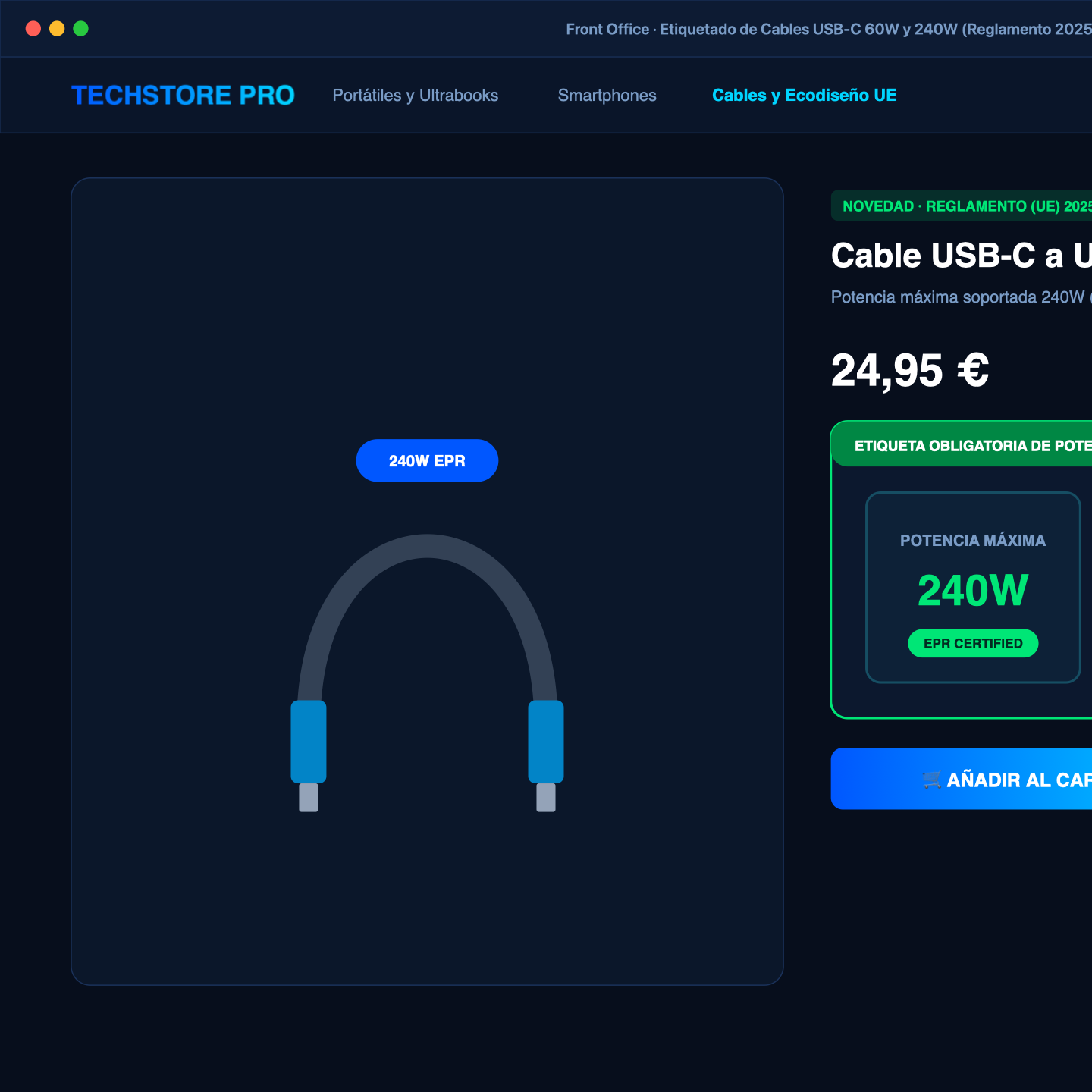 Etiquetado Cables USB-C 60W y 240W Reglamento 2025/2052
