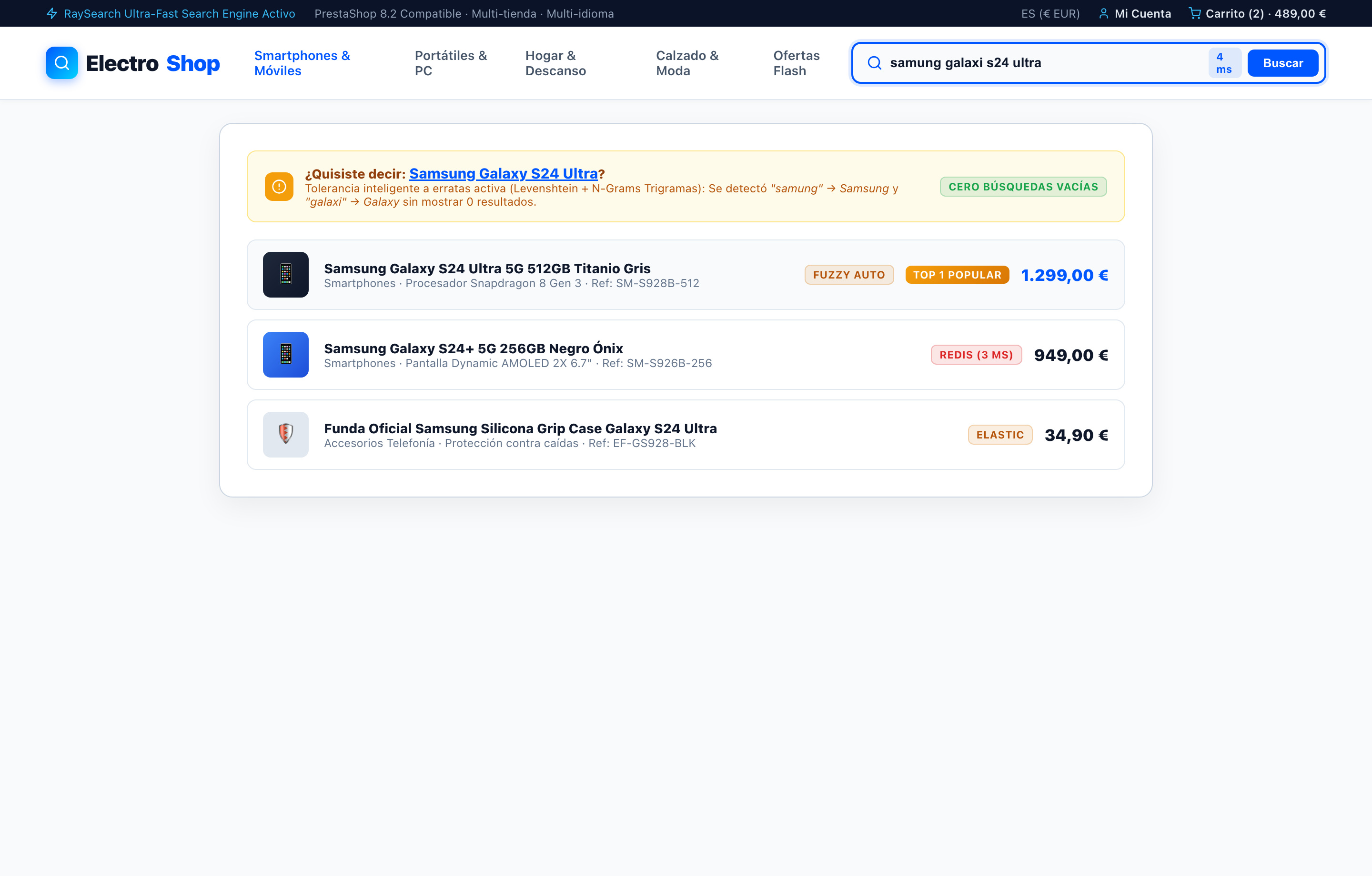 Tolerancia a Errores Tipográficos (Fuzzy Matching) - RaySearch PrestaShop